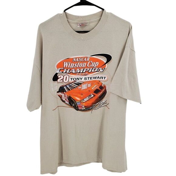 Vintage Tony Stewart Shirt Large Nsacar Chase Authentics Racing Tan NOS - Picture 1 of 7
